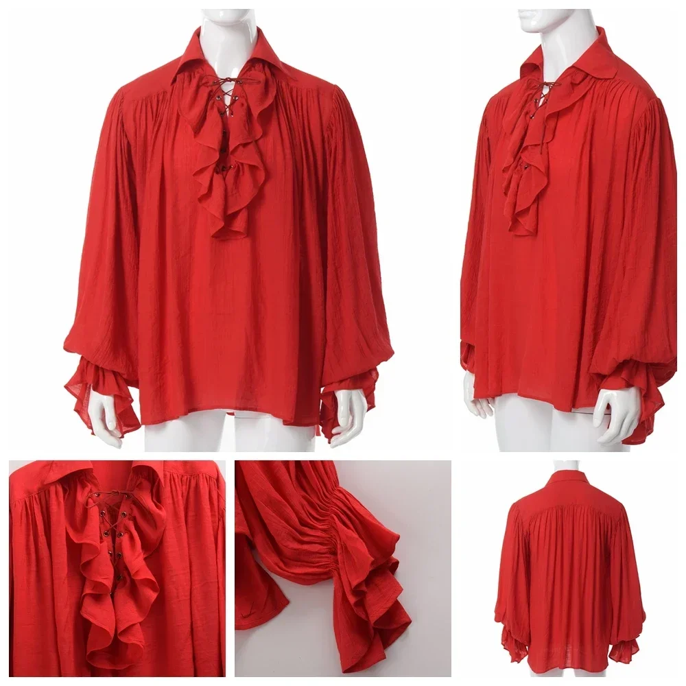 Mannen piraat shirt vampier pr - Medieval Gothic Lace Up Pirate Shirt recensie en prijs