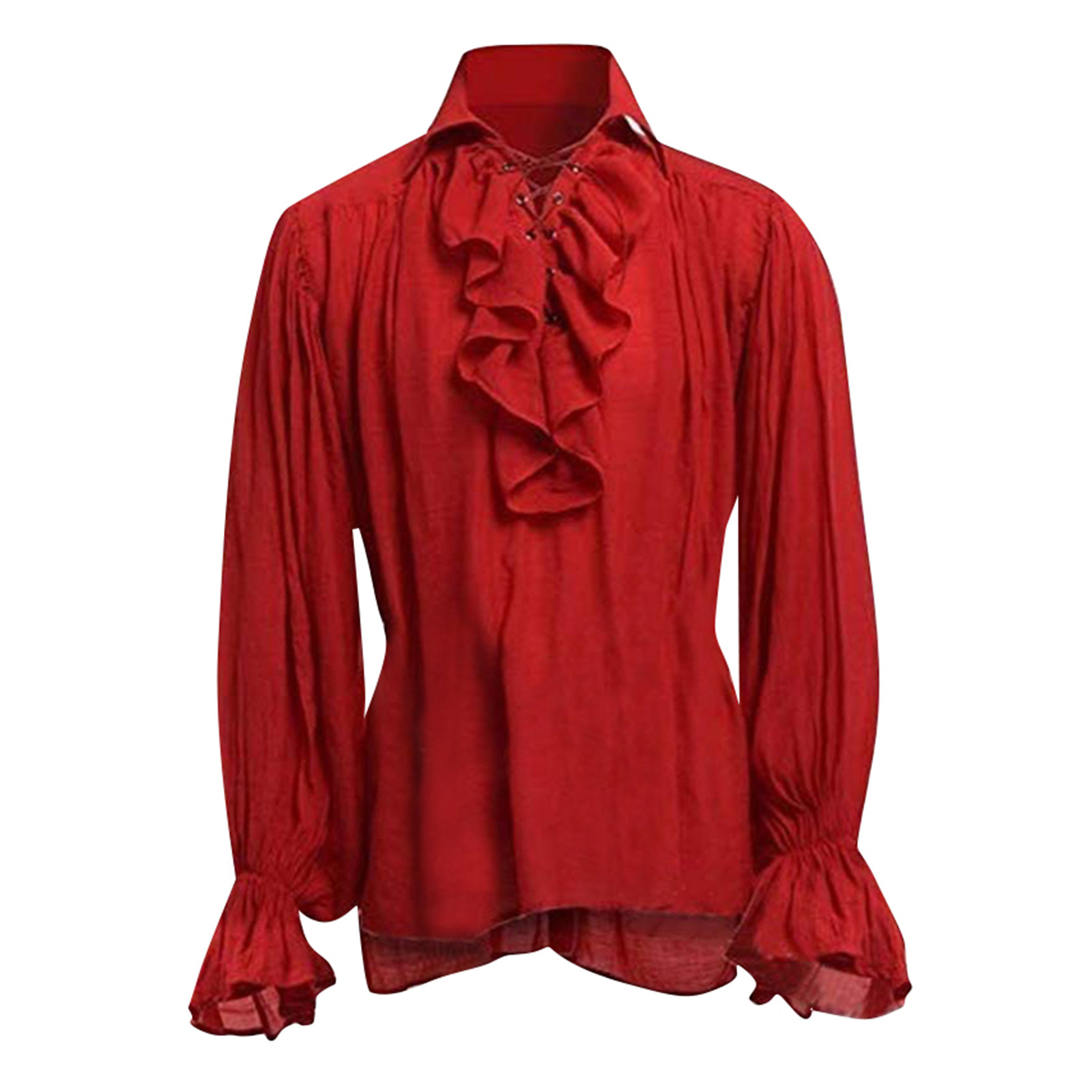 Mens Halloween Lace Up Piraat  - Medieval Gothic Lace Up Pirate Shirt recensie en prijs