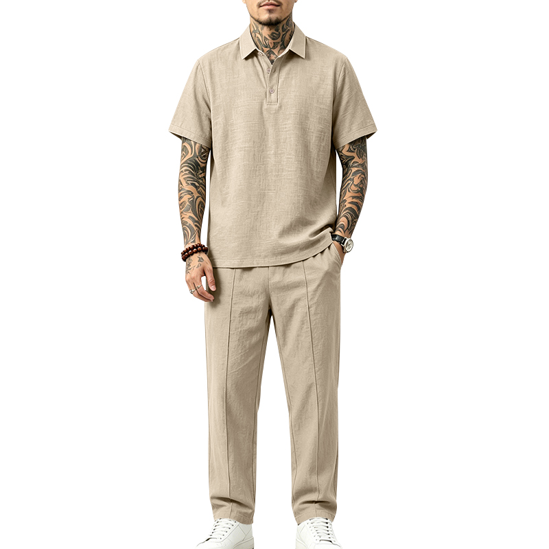 Heren 2-delige poloset met kor - Mens Linen Shirt Long Sleeve recensie en prijs