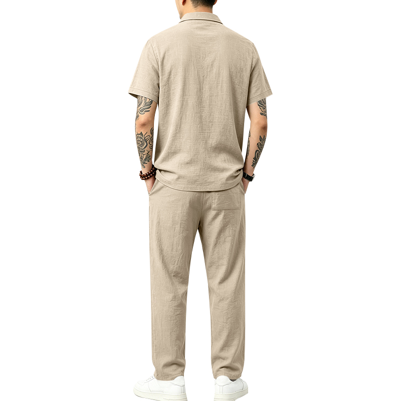 Heren 2-delige poloset met kor - Mens Linen Shirt Long Sleeve recensie en prijs