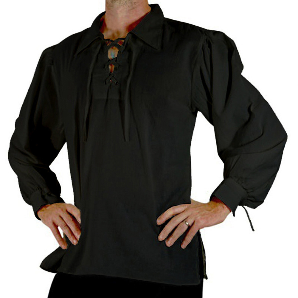 Mannen Middeleeuwse Renaissanc - Medieval Gothic Lace Up Pirate Shirt recensie en prijs