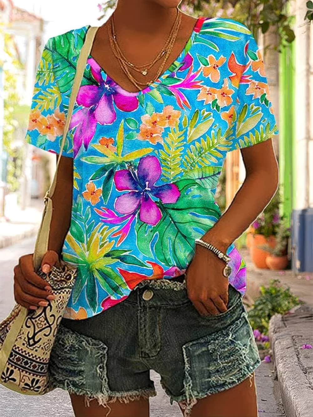 Zomer Dames T-shirt Bloemen Gr - Vintage Hawaiian Floral Shirt recensie en prijs