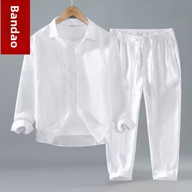 Losse linnen heren casual kort - Mens Linen Shirt Long Sleeve recensie en prijs