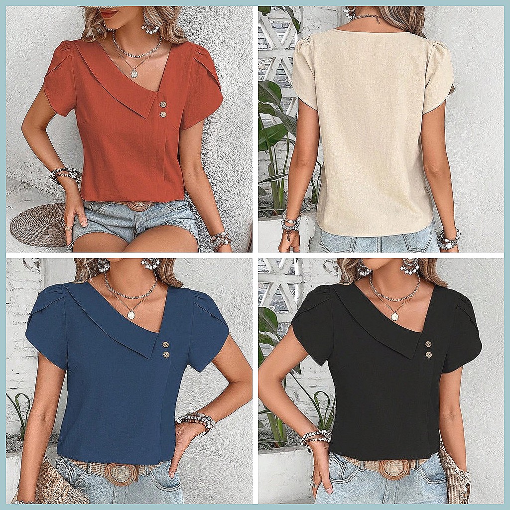 Zomerblouse 2024 in effen kleu - Shirts recensie en prijs