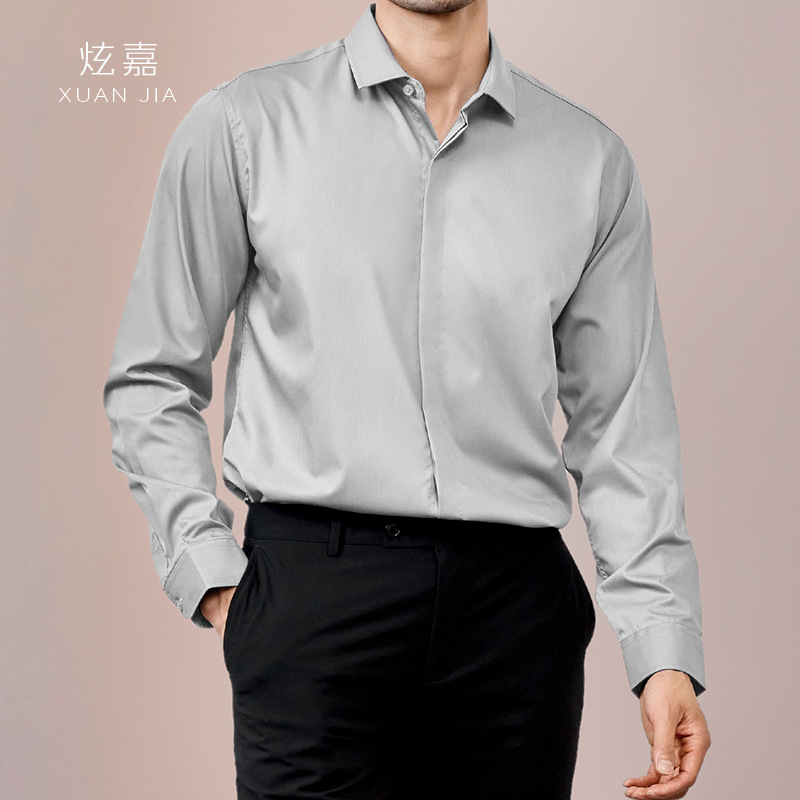 Heren zijden overhemd 2026 len - Mens Satin Silk Dress Shirt recensie en prijs