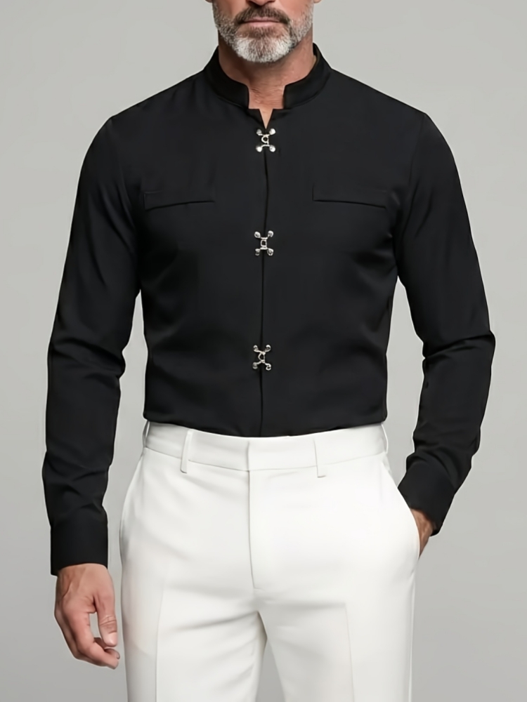 Luxe Heren Overhemd met Mandar - Mandarin Collar Formal Shirt Slim Fit recensie en prijs