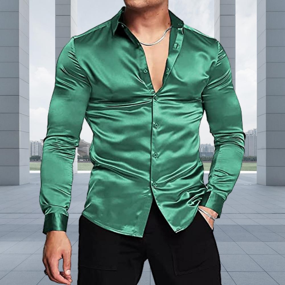 Stijlvolle heren overhemd van  - Mens Satin Silk Dress Shirt recensie en prijs