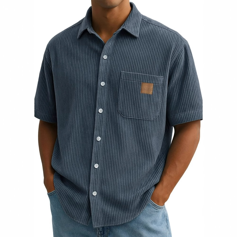Corduroy herenshirt met korte  - Corduroy Button Up Shirt Men recensie en prijs